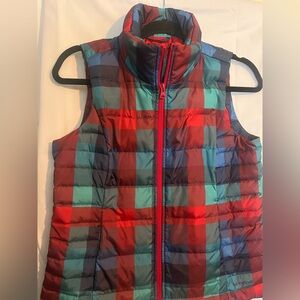 Lands' End Vibrant Plaid puffer Vest
